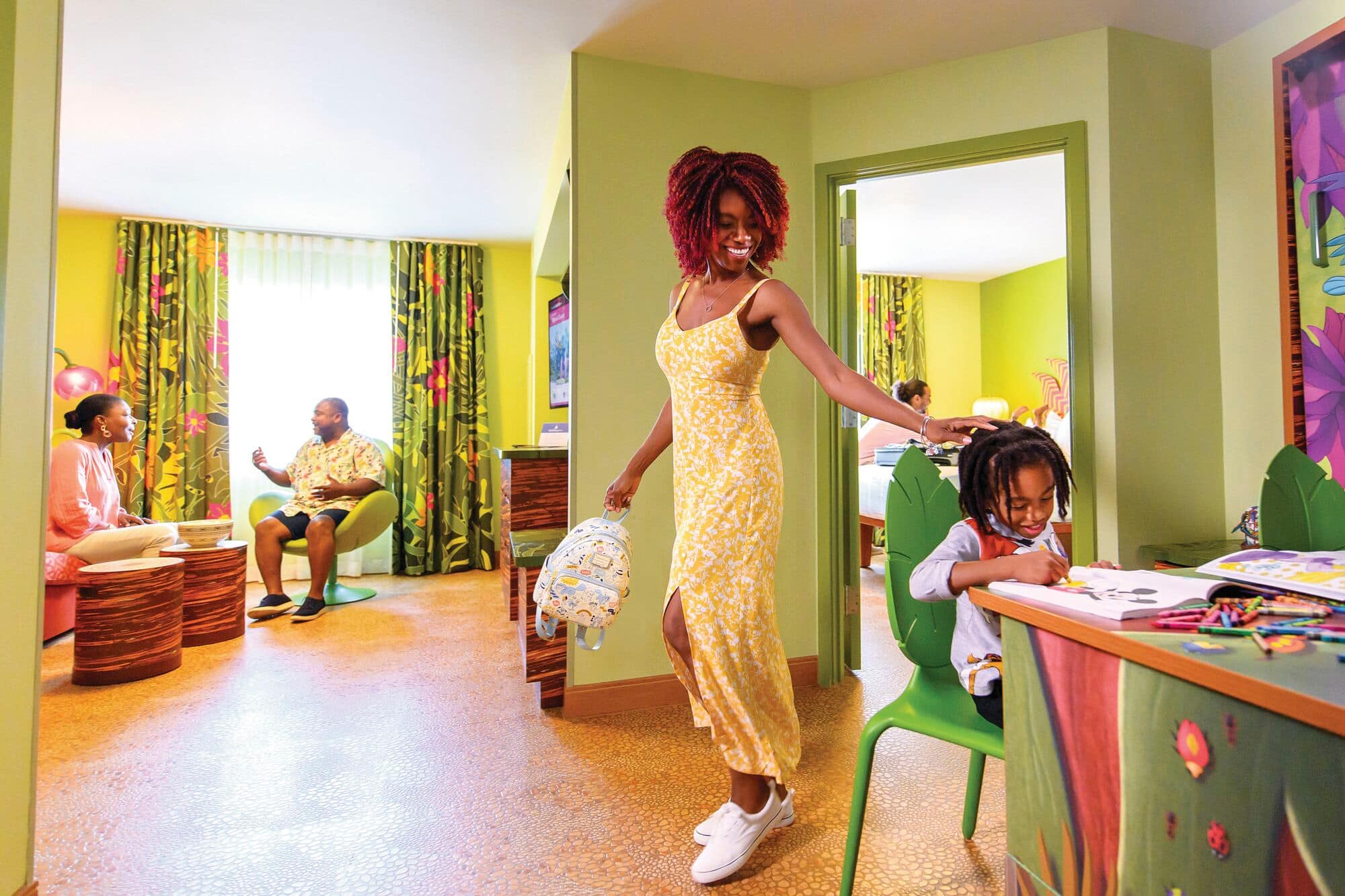 A family stay in room at the Art of Animation hotel.