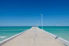 A view down the pier, El Cuyo, Mexico