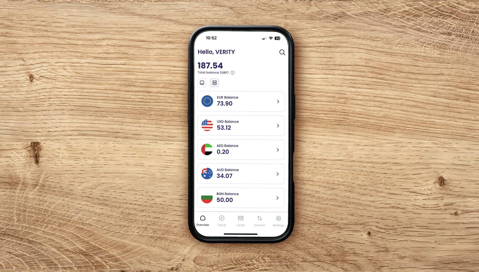 A smart phone displaying the TUI Travel Money app page.