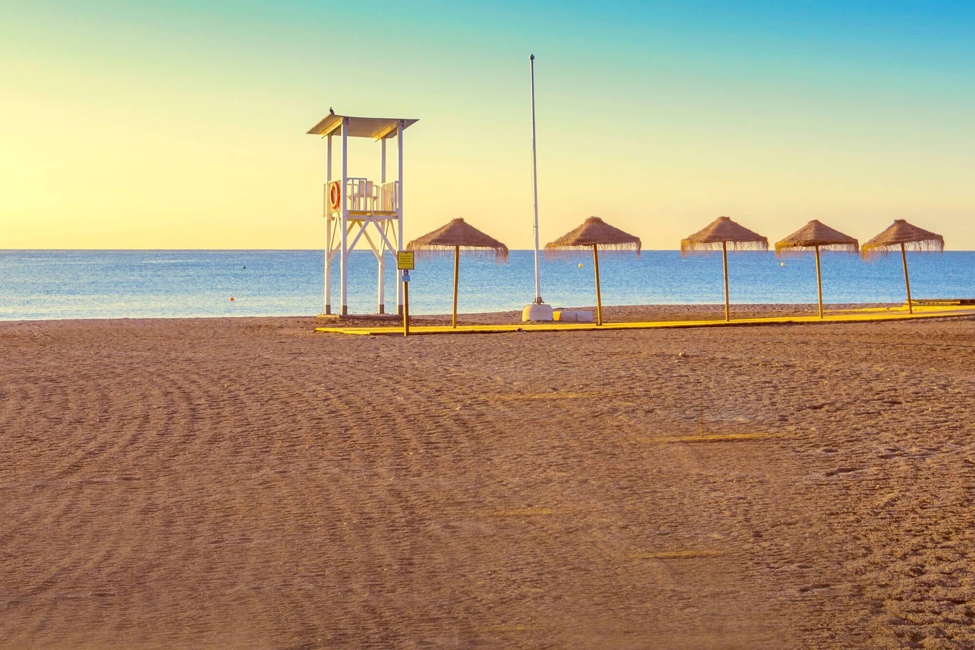 Sunshades on the sand, , Torre del Mar