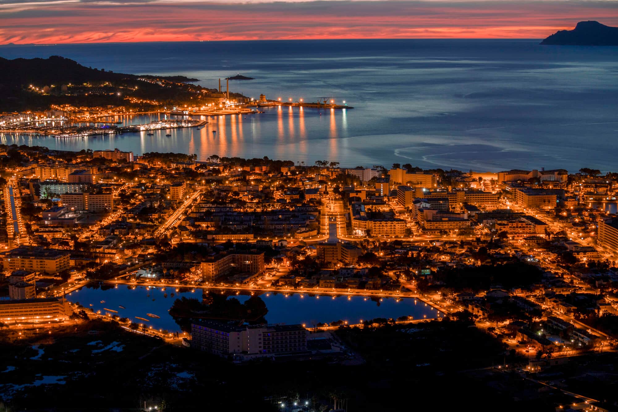 Night time harbour view, Puerto de Alcudia