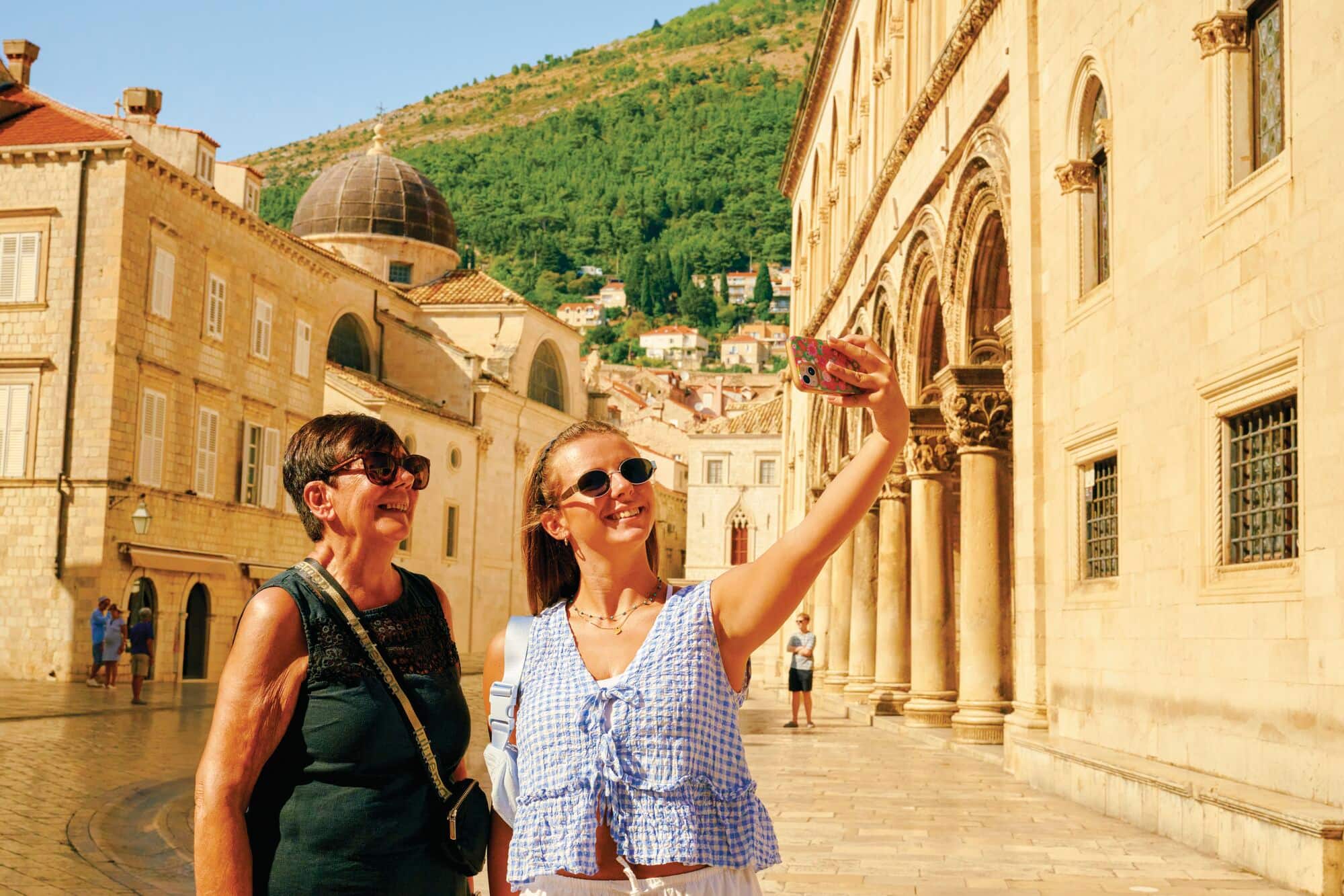 Liz and Aimme taking a selfie at Dubrovnik Old Town.