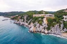 Coastal area and cliffs near Loutra, a village on the southwestern coast