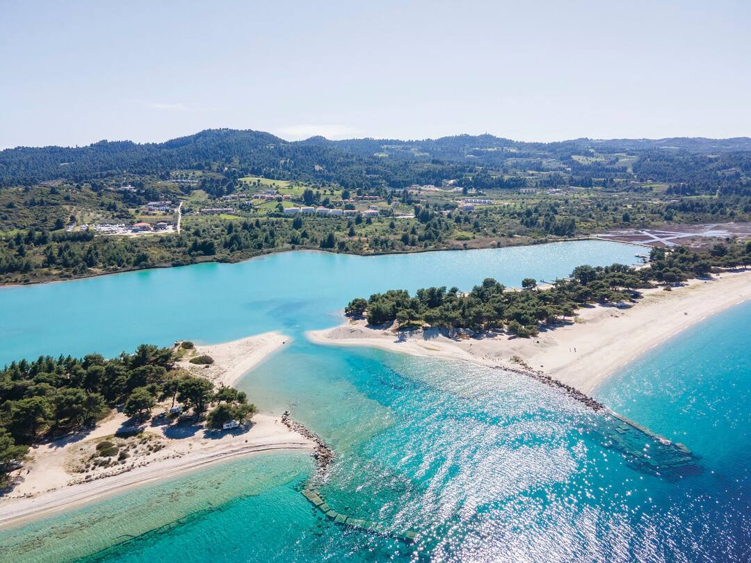 Port Glarokavos Lagoon Beach located on the Kassandra peninsula