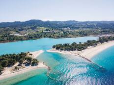 Port Glarokavos Lagoon Beach located on the Kassandra peninsula