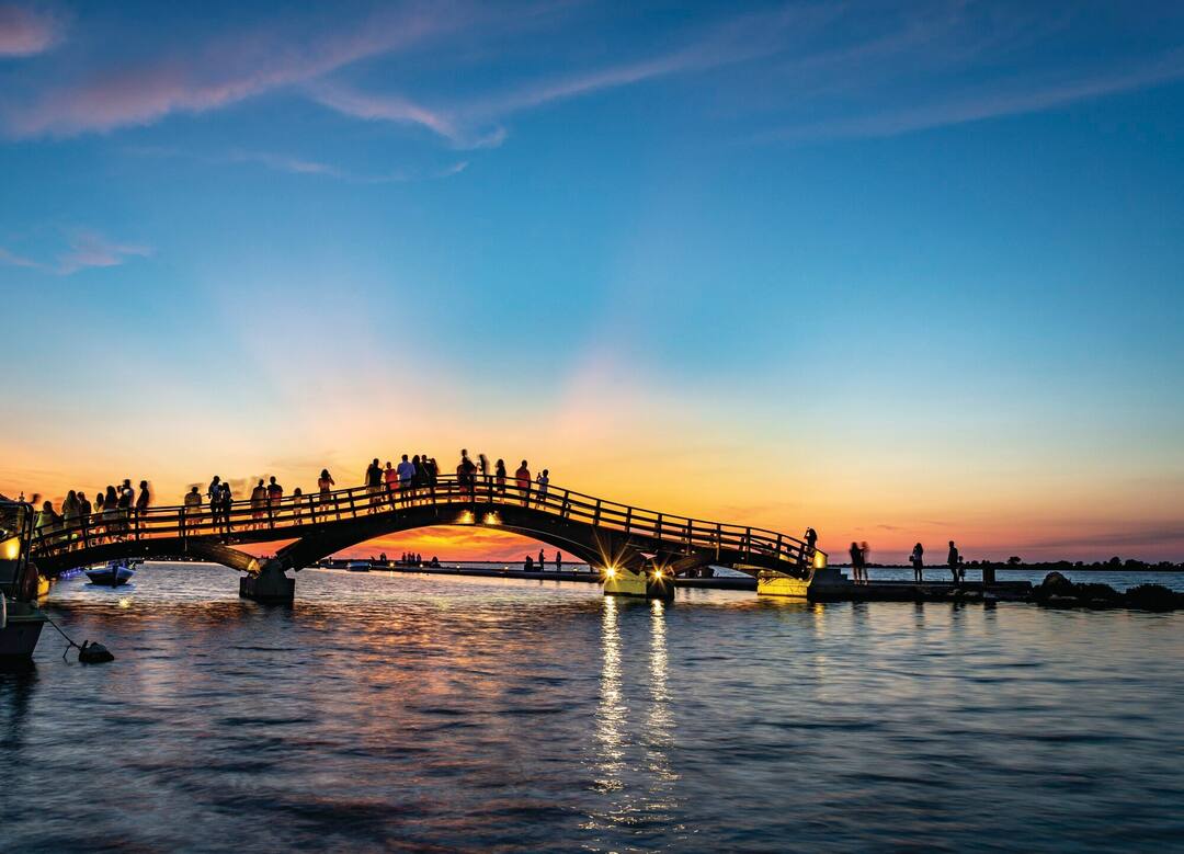 A wooden bridge in Lefkada Town, Greece