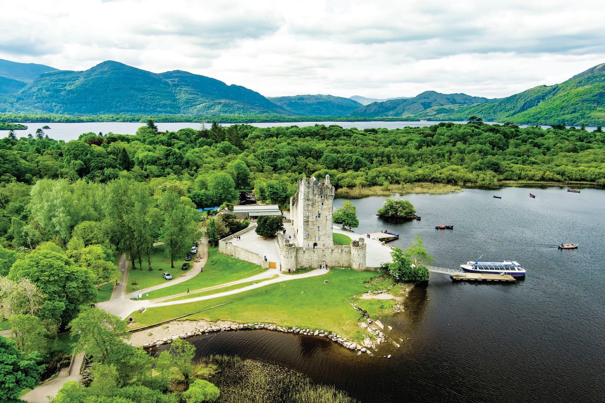 Aerial view of Ross Castle.