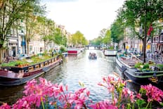 Canal boats along the canals of Amsterdam