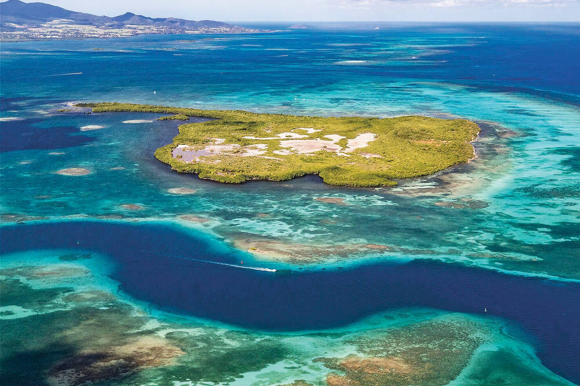 Islands and blue sea in Pointe-à-Pitre, Guadeloupe.