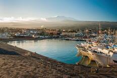A view of Mt Etna from the marina in Riposto