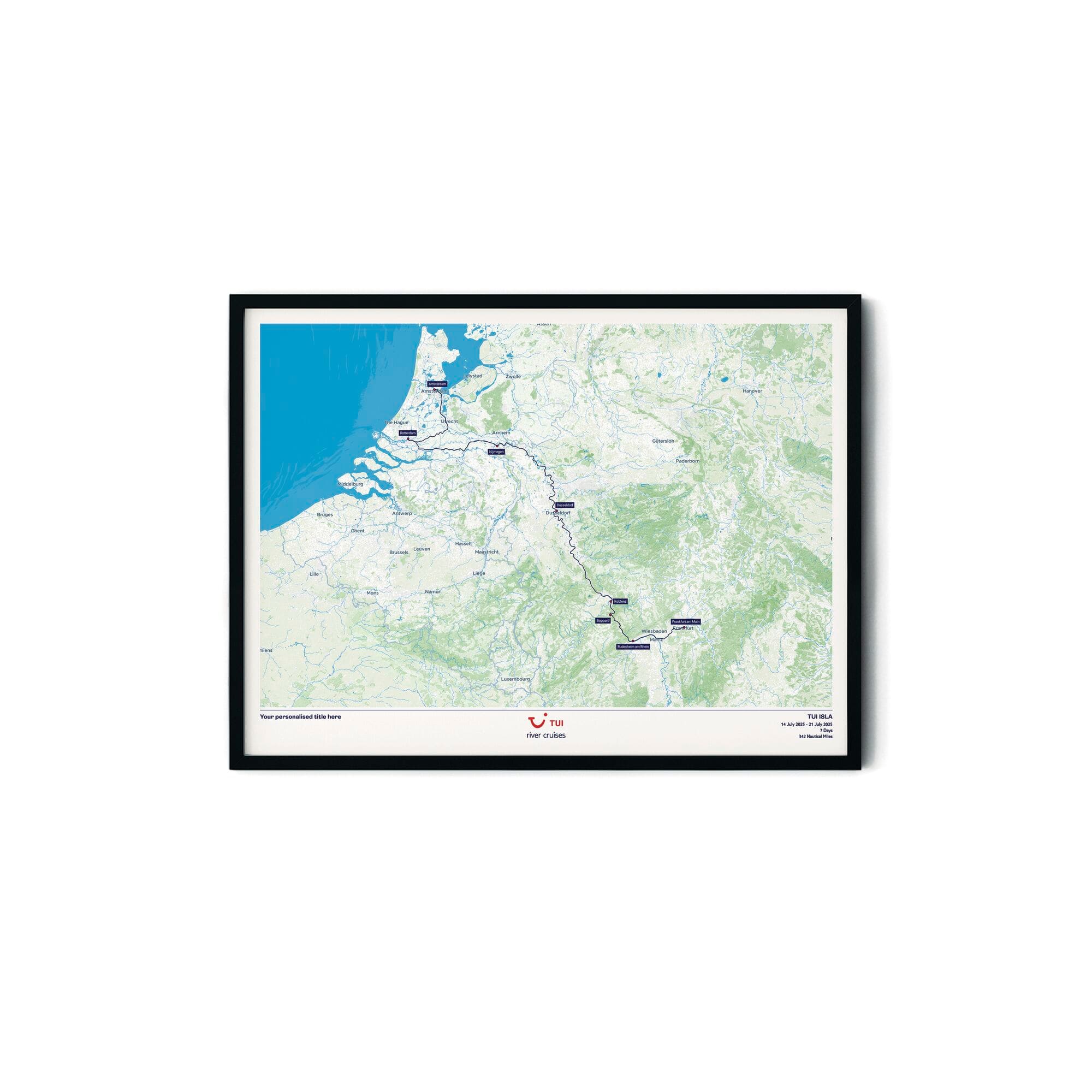 A customisable framed itinerary map.