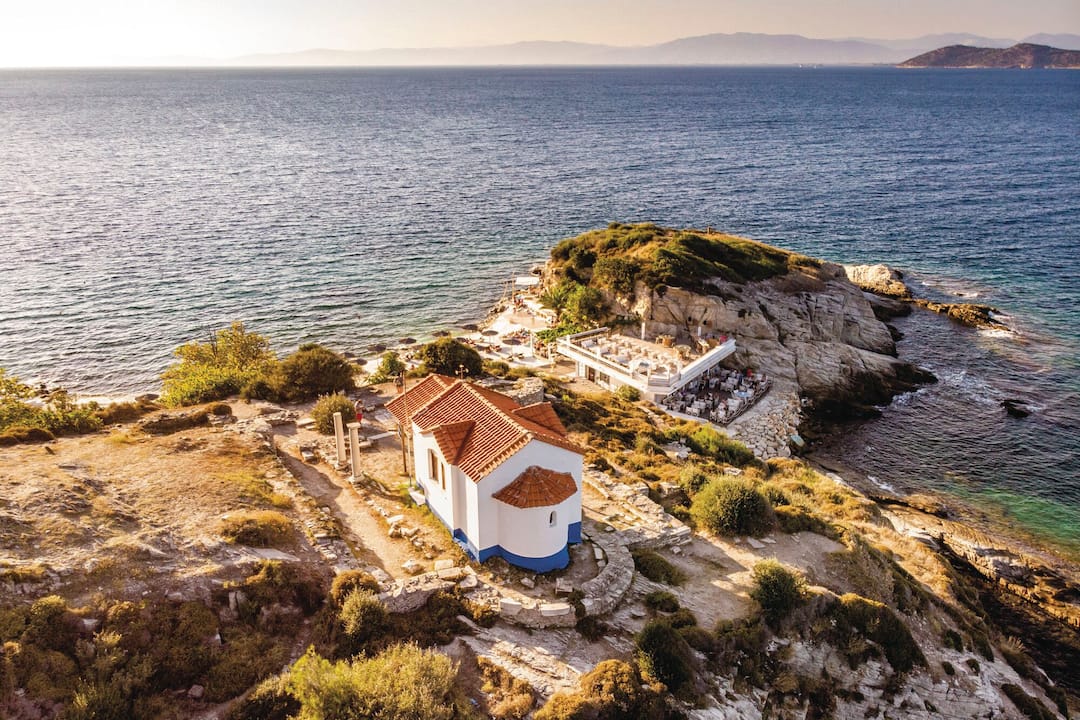 Sunset on Evraiokastro archaeological site, Thassos town