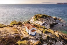 Sunset on Evraiokastro archaeological site, Thassos town