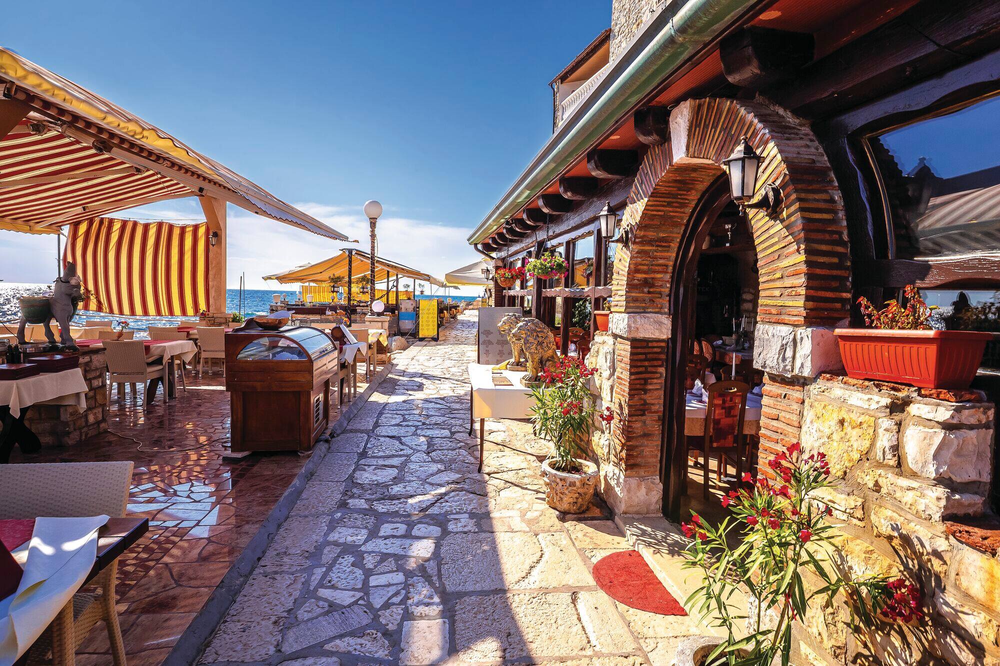 Waterfront walkway in Umag, Croatia