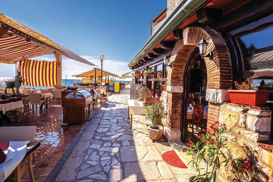 Waterfront walkway in Umag, Croatia