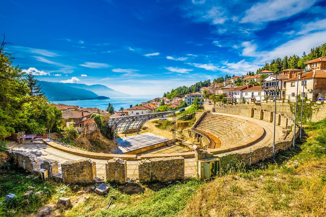 Ancient Macedonian Theatre of Ohrid, Lake Ohrid, North Macedonia