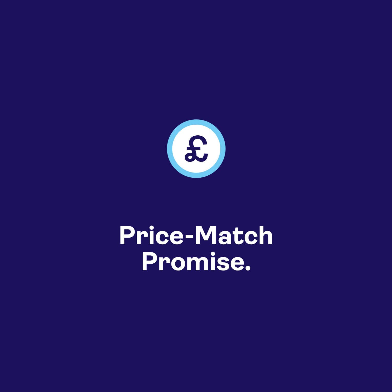 A blue background with the words "Price-Match Promise".