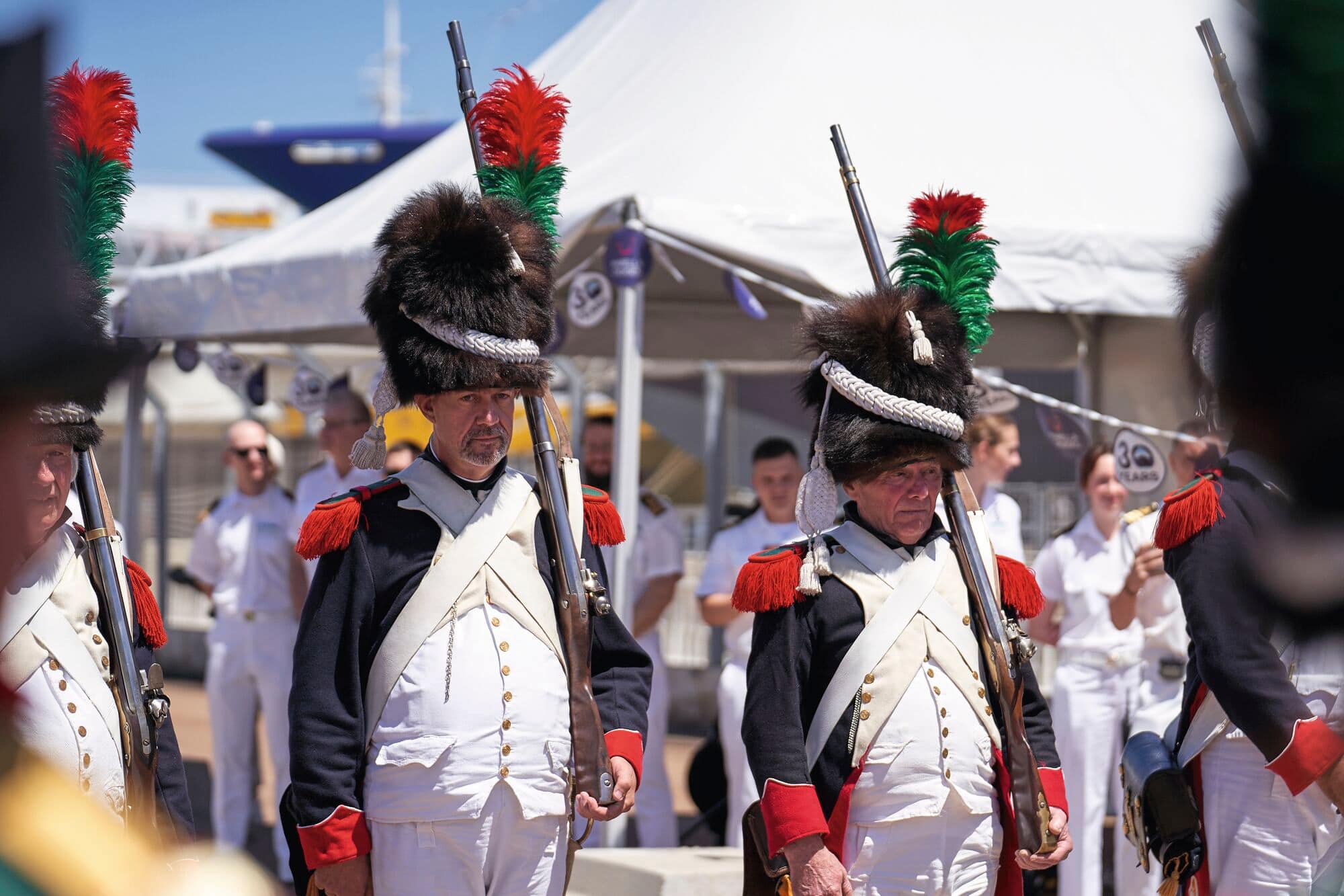 The Napoleonic Army Parade performing a historic re-enactment.