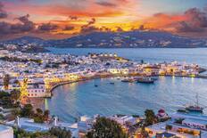 Chora, Mykonos, illuminated at dusk