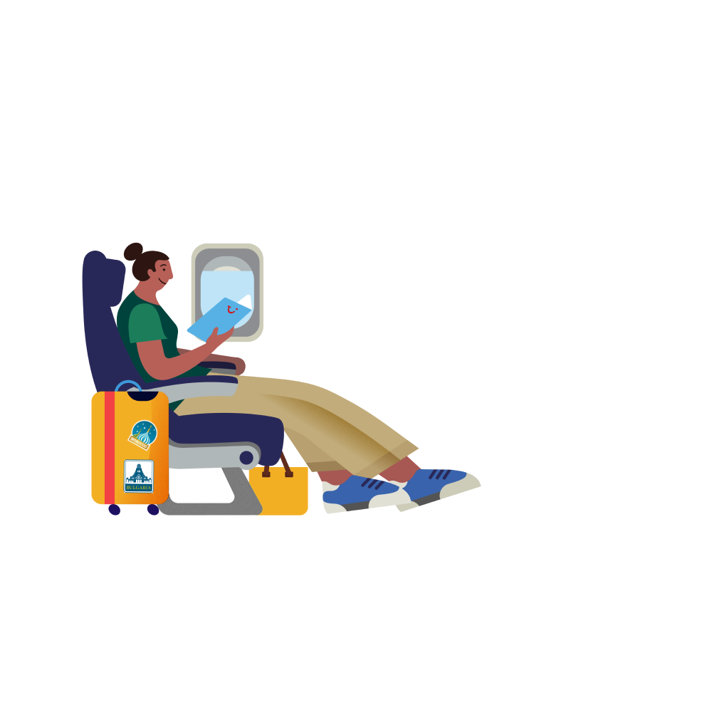 Illustration of someone sat on a TUI flight