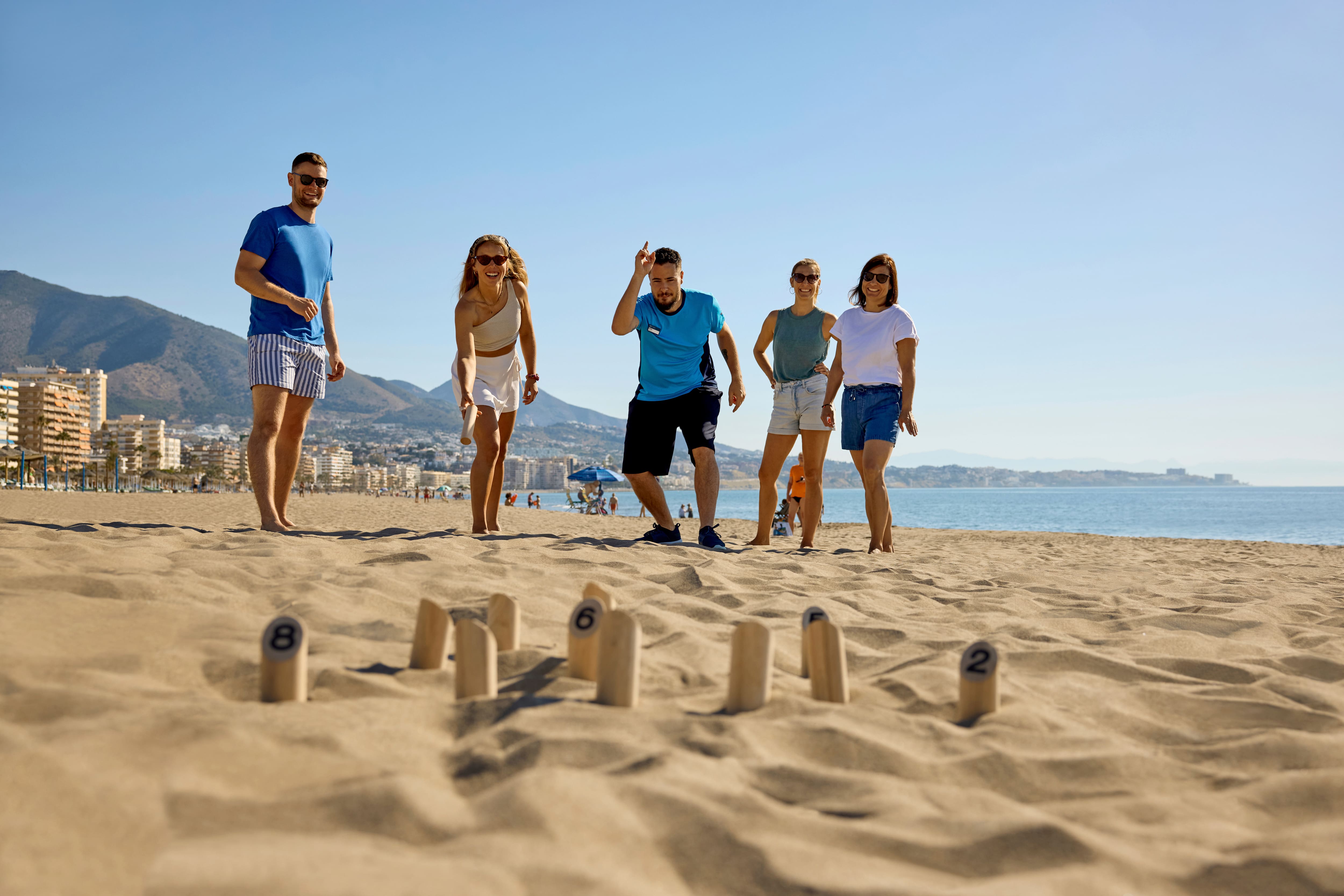 Guests taking part in a beach game at the TUI BLUE Yaramar in Fuengirola.