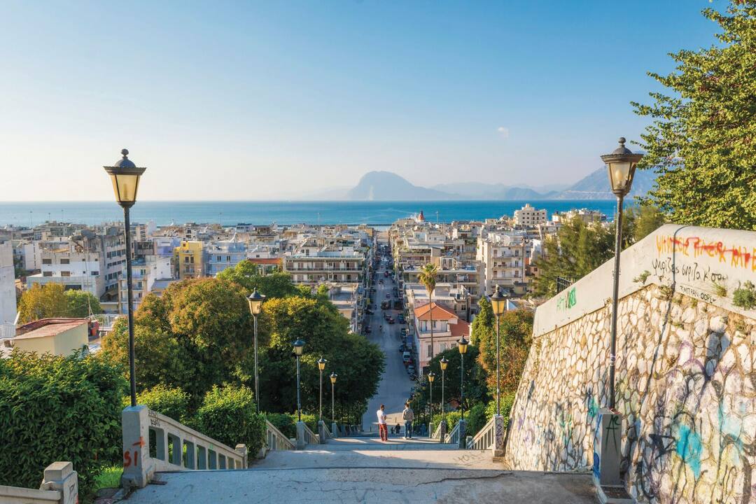 Looking down the St. Nicholas stairway, toward the sea, Patras