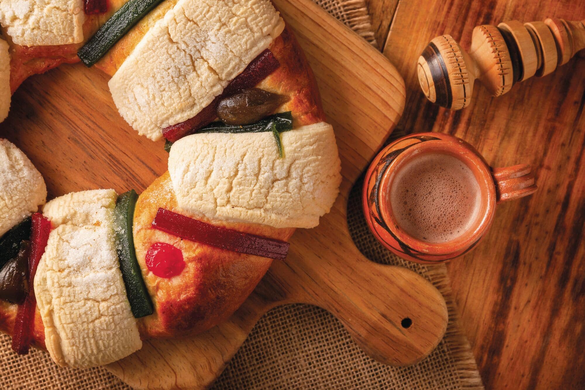 A Rosca de Reyes or kings cake, traditionally eaten on Epiphany or Three Kings Day