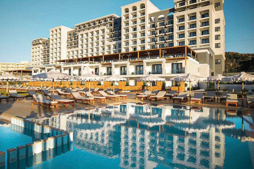 A view of the hotel and pool area