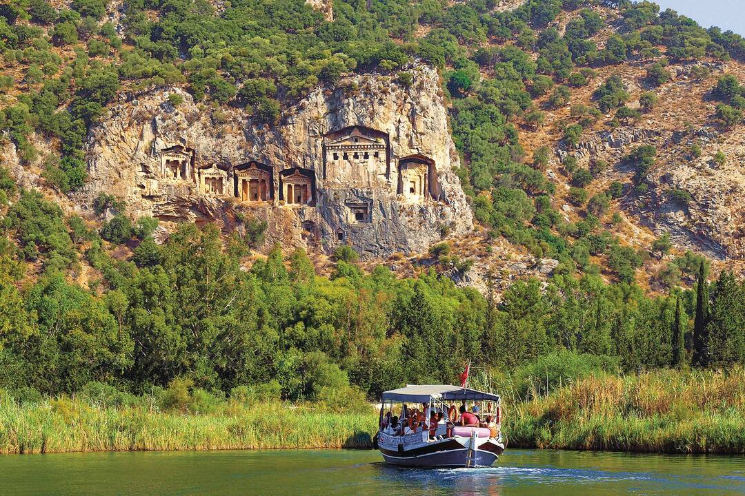 A view of the Tombs of the Kings from the river