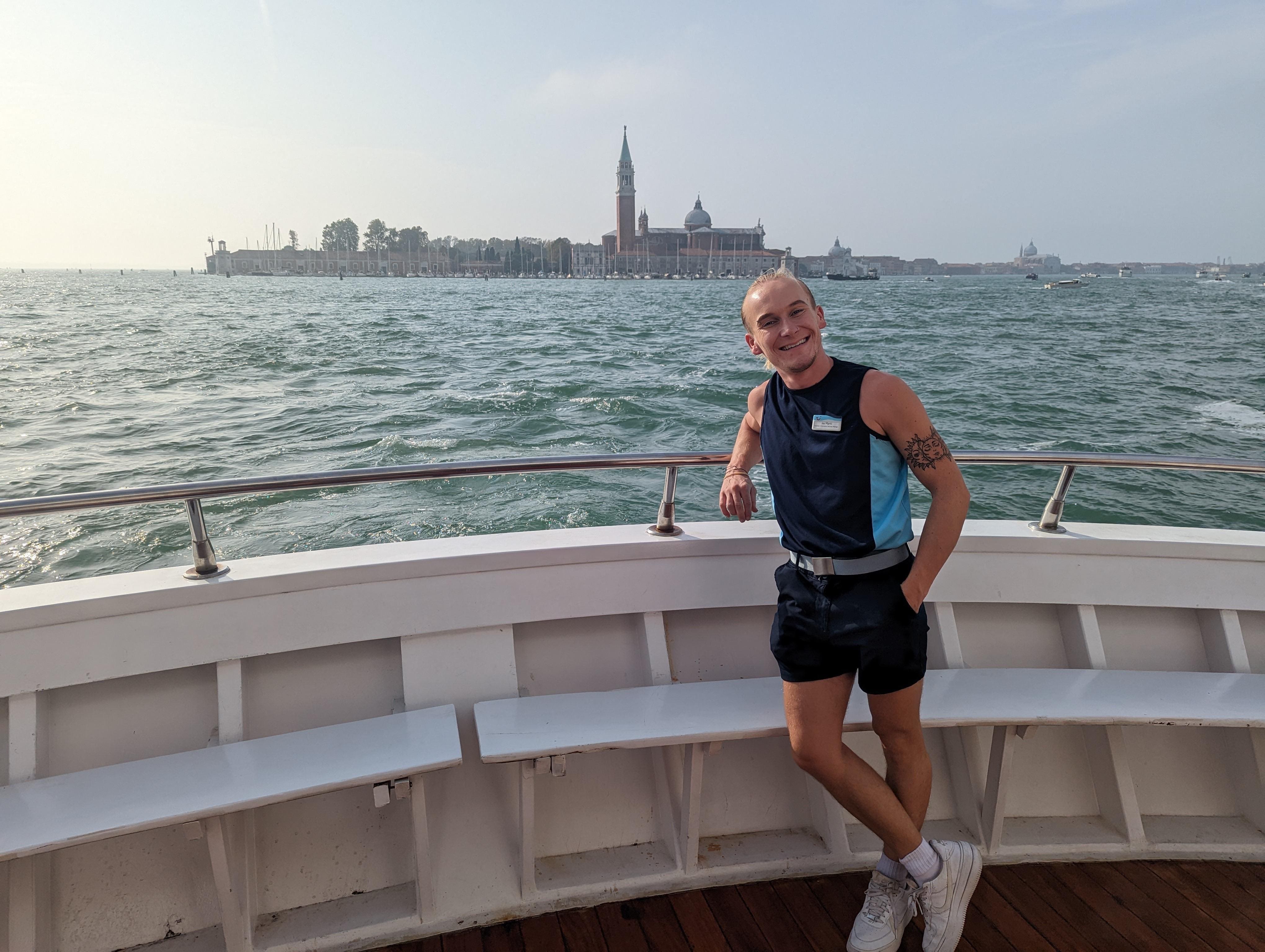 One of the Marella Destination Services Managers on the deck of a ship.
