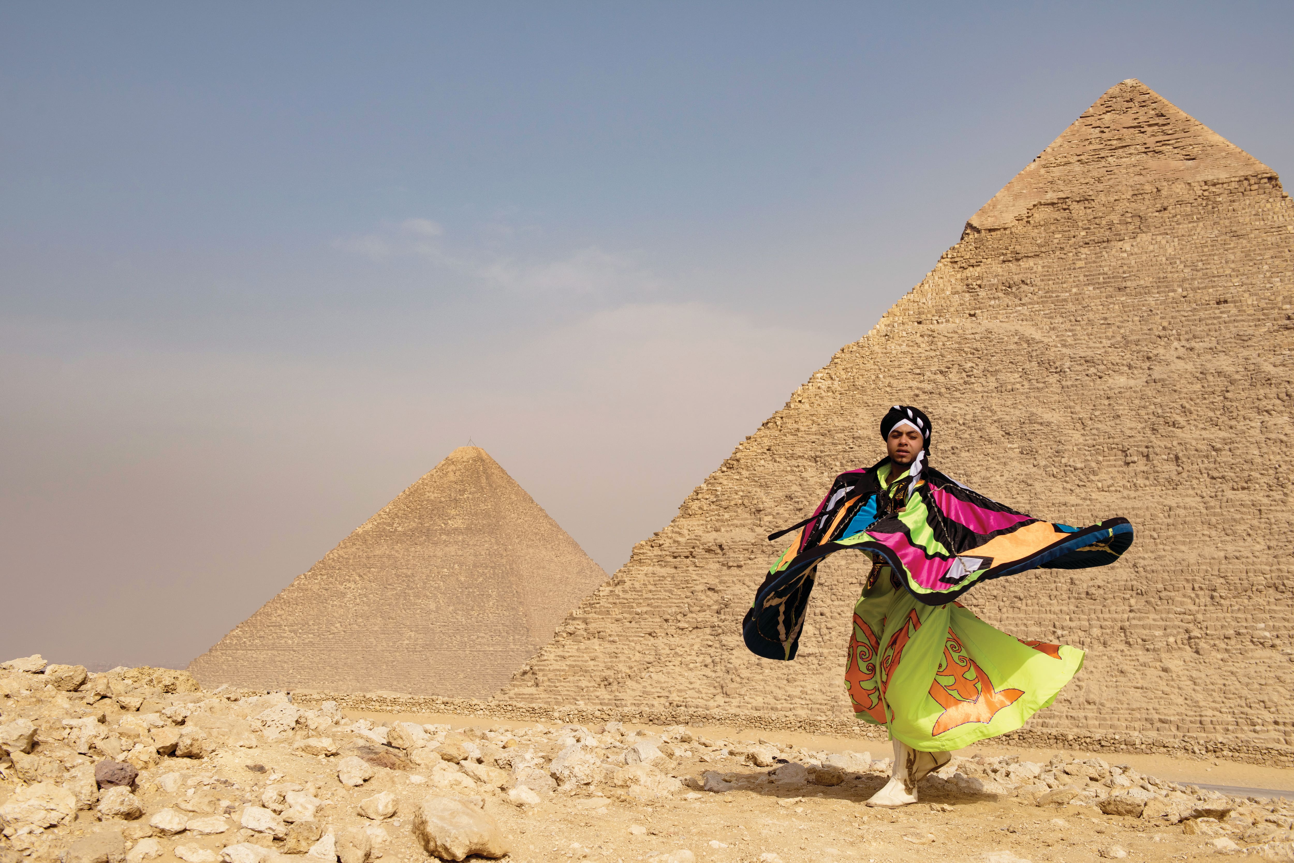 A whirling cultural performer in Egypt