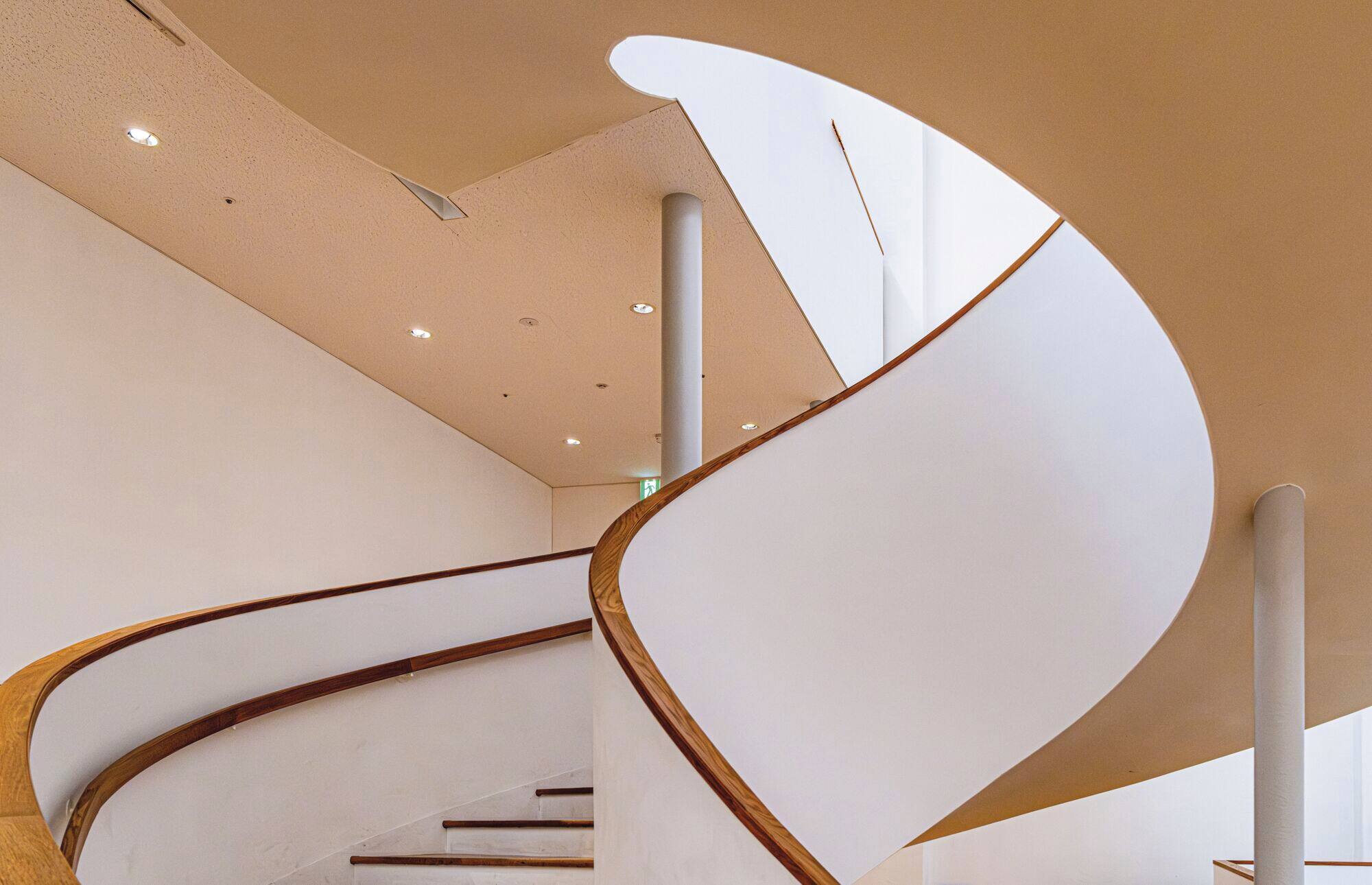 The spiral staircase at the KYOCERA Kyoto Museum of Art